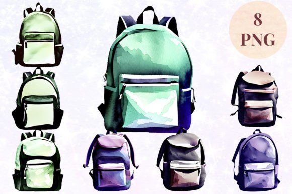 Backpack Watercolor 18 Clipart PNG