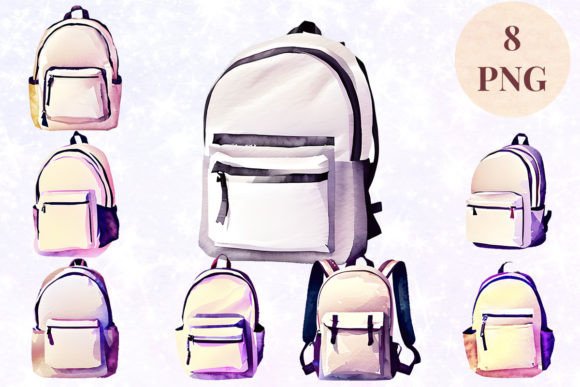 Backpack Watercolor 3 Clipart PNG