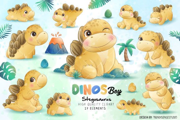 Dinosaur Stegosaurus Poses Clipart