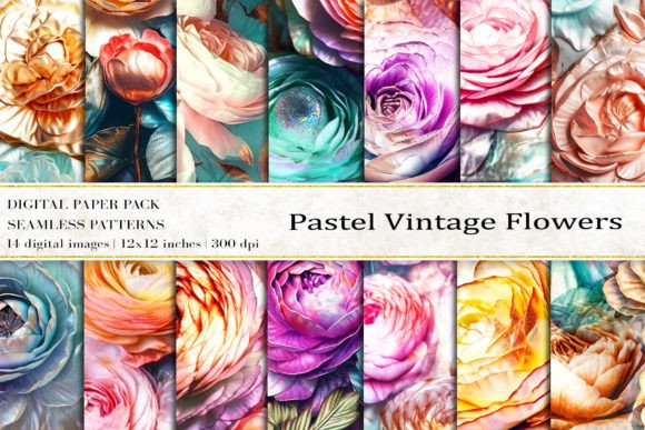 Pastel Vintage Flowers Digital Papers